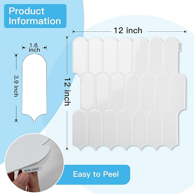 Art3d 12 x 12 Inch Heavy-Duty Peel and Stick Backsplash, Self-adhesive Wall - Image 5