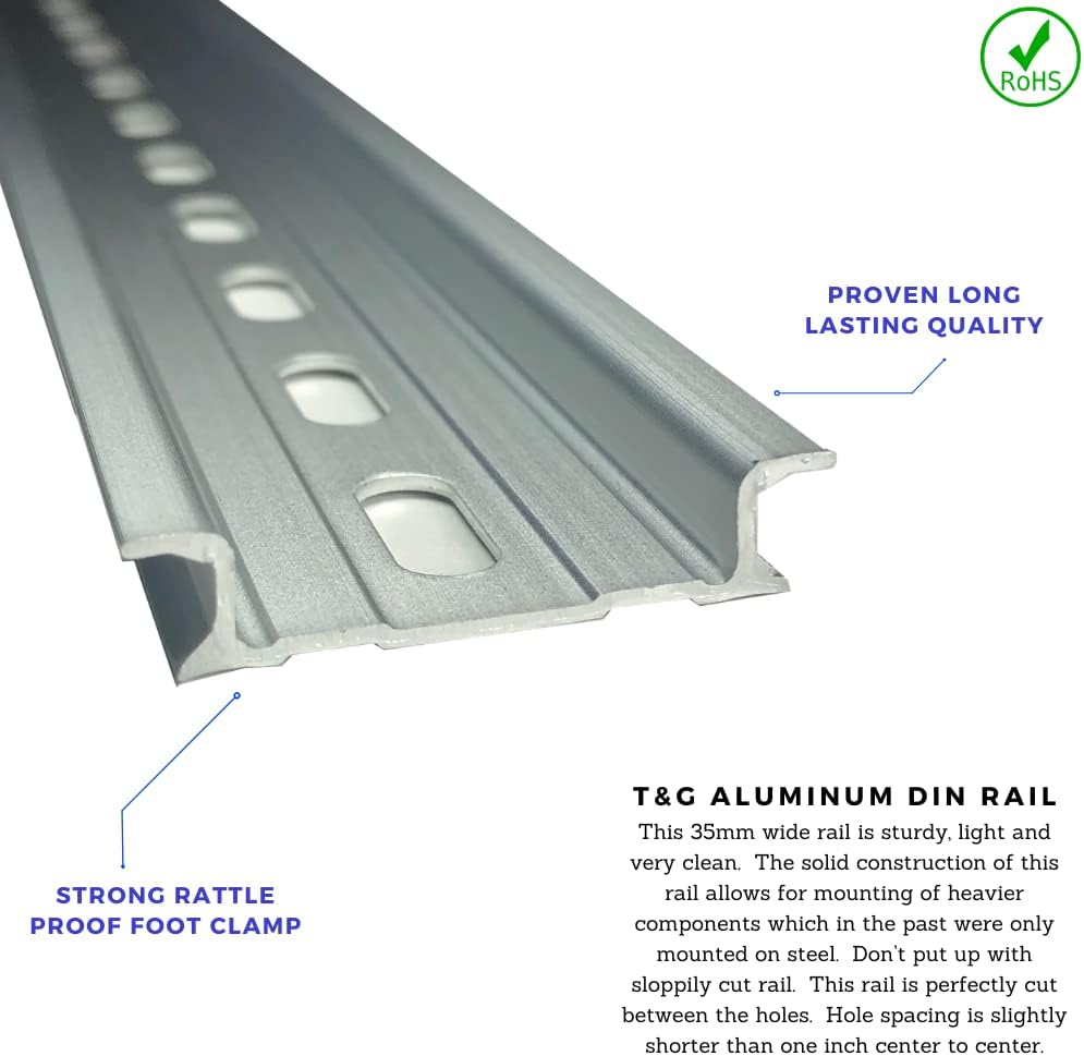 T&G 5 Pieces DIN Rail Slotted Aluminum RoHS 35mm Wide 7.5mm High (12")