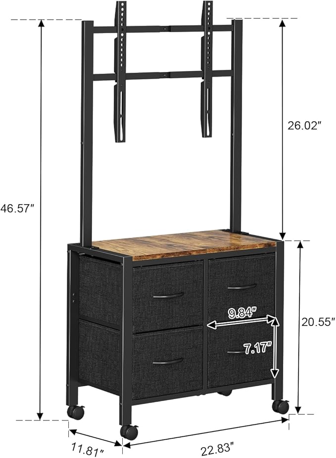 JKsmart Mobile TV Cart Rolling TV Stand Holder - Image 4