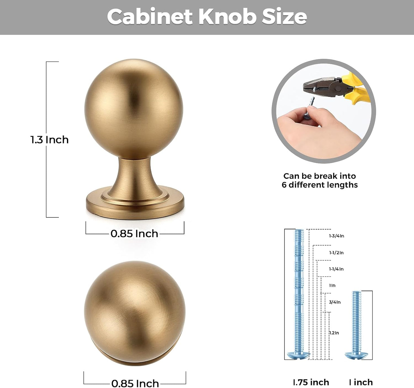 Champagne Bronze Round Ball Cabinet Knobs, 12 Pack Drawer Knobs, 0.85in | Ball Knob Shape, Kitchen Cabinet Restyle, For Drawers, Dressers, Cupboards, Wardrobes, Home Hardware Upgrade