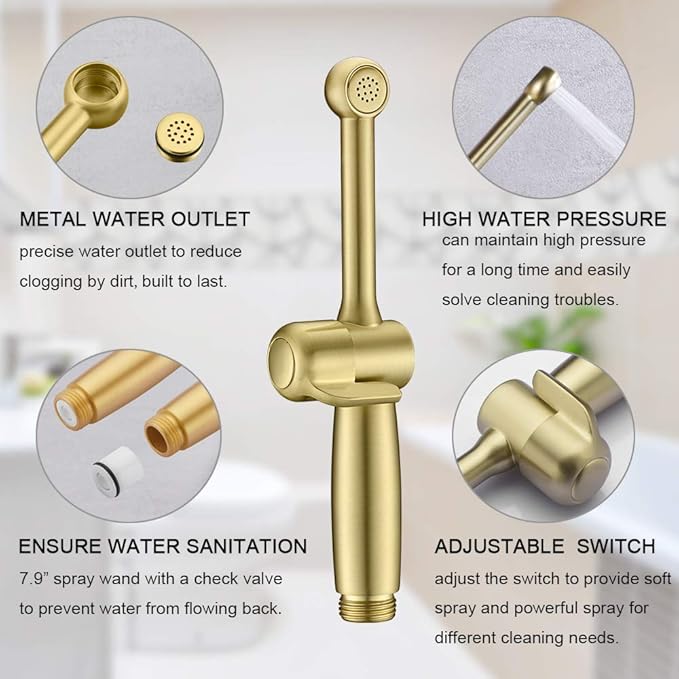 Handheld Bidet Toilet Sprayer, Brass Hand Held Bidet Attachment Cloth Diaper - Image 4