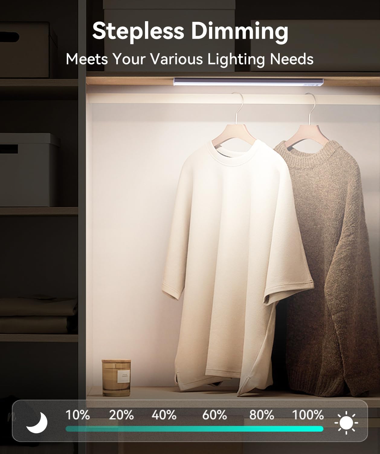 Under Cabinet Lighting, LED Motion Sensor Light Indoor, 2200mAh USB Rechargeable Closet Lights Battery Operated, Stick On Magnetic Wireless Dimmable Under Counter Lights for Kitchen(2 Pack)