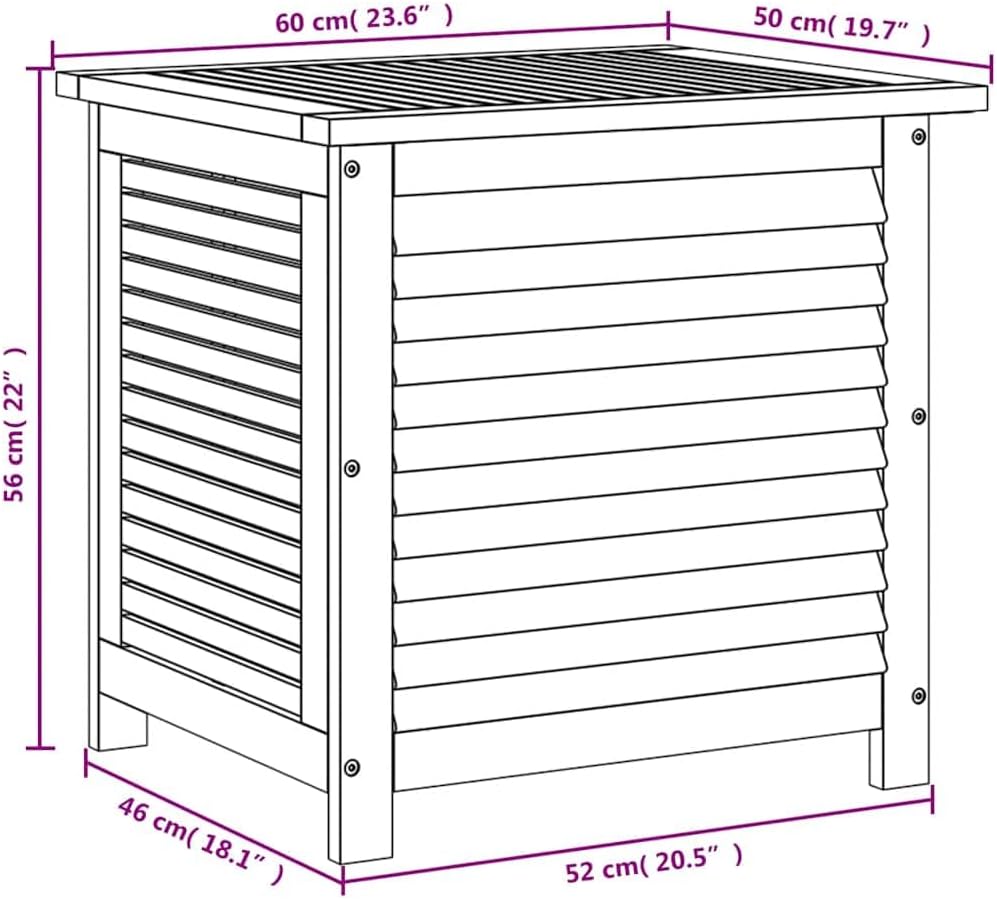 vidaxl garden storage box natural wood solid acacia, close-up detail