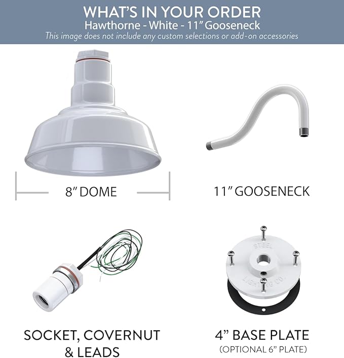Steel Lighting Co. Hawthorne Barn Light | Outdoor Wall Mounted | 8 inch Dome | - Image 6