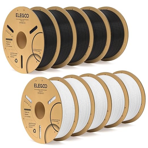 ELEGOO PLA Filament 1.75mm Black & White 10KG, 3D Printer Filament Bulk by ELEGOO