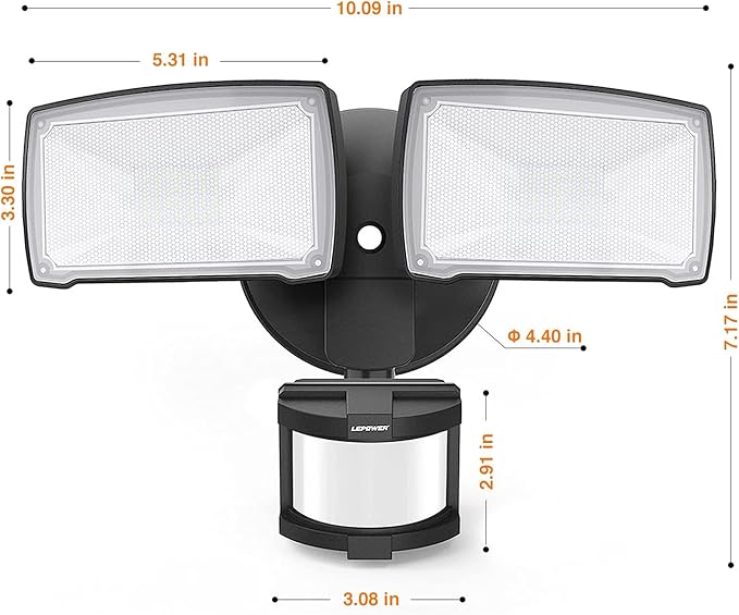 LEPOWER LED Security Lights Motion Sensor Light Outdoor, 30W 3200LM Motion - Image 8
