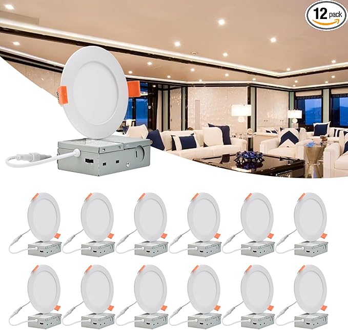 MKUJOO 12 Pack 6 Inch Ultra-Thin 5CCT LED Recessed Ceiling Light, Panel Light by MKUJOO