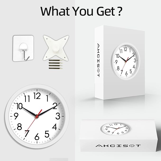 AKCISOT Wall Clock, Modern Small Wall Clocks Battery Operated 8 Inch, Silent - Image 7