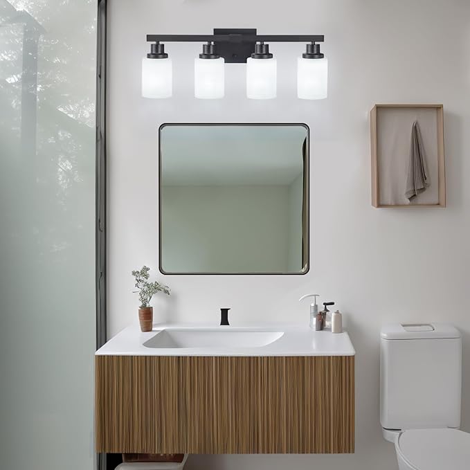 DIKAIDA Bathroom Light Fixtures, 4-Light Matte Black Bathroom Vanity Lights - Image 2