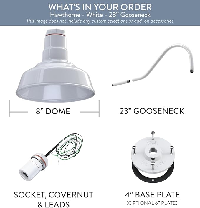 Steel Lighting Co. Hawthorne Barn Light | Outdoor Wall Mounted | 8 inch Dome | - Image 6