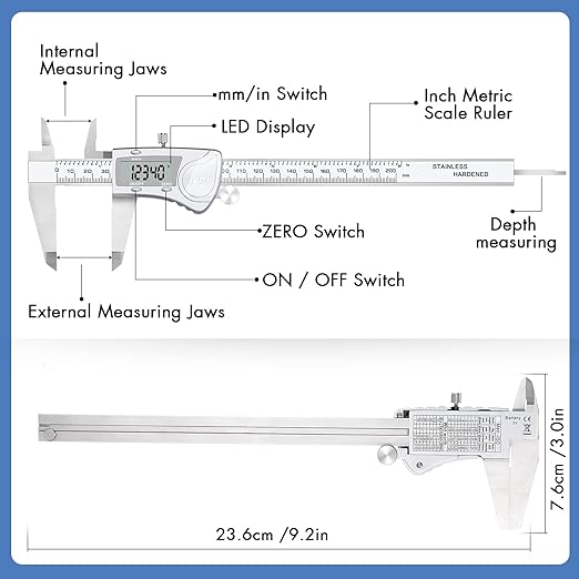 Simhevn Electronic Digital Calipers, inch and Millimeter Conversion, LCD Screen - Image 2