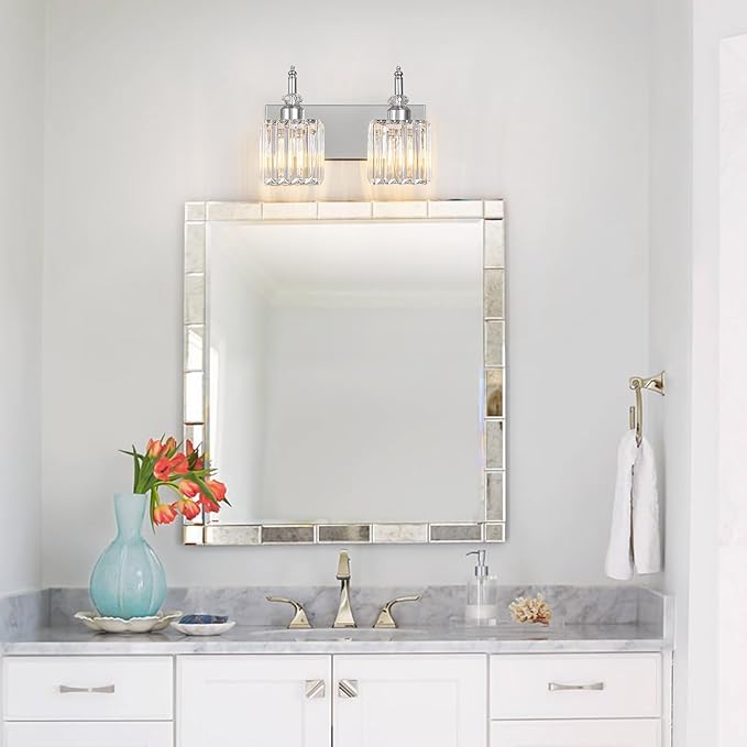 BBLLWJ Modern Bathroom Vanity Light 2-Light Chrome Crystal Light Fixtures Over - Image 6