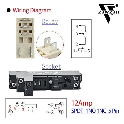 ZJWZJH 12 Amp Power Relay Switch 12V DC Relay Coil, 5 Pin SPDT 1NO 1NC - Image 6