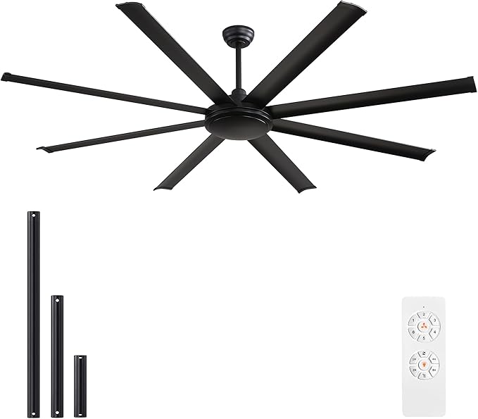WINGBO 80 Inch Industrial Ceiling Fan without Light, 8 Aluminum Blades Ceiling by HomePage