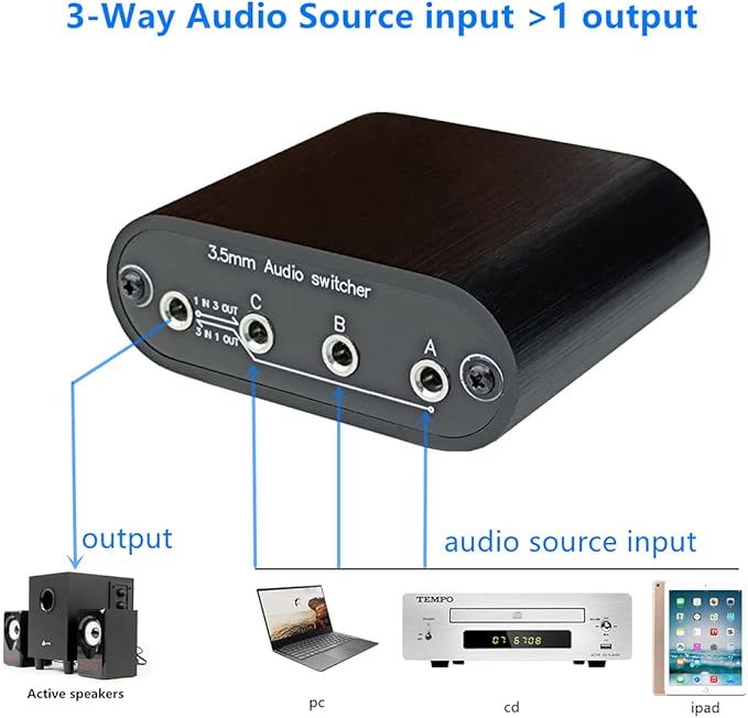 New D3 3-in-1-Out 3.5mm Stereo Audio Switch Source Input Signal switcher - Image 3