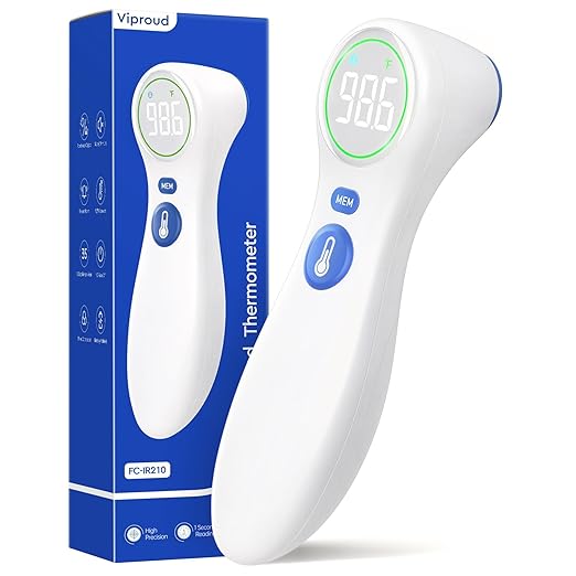 No-Touch Thermometer for Adults and Kids, 1-Second Fast Reading, Color-Coded by Viproud