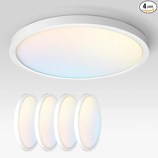 ASD LED 24" Round Flush Mount Ceiling Light Fixture, Low Profile Surface by ASDLightingCorporation