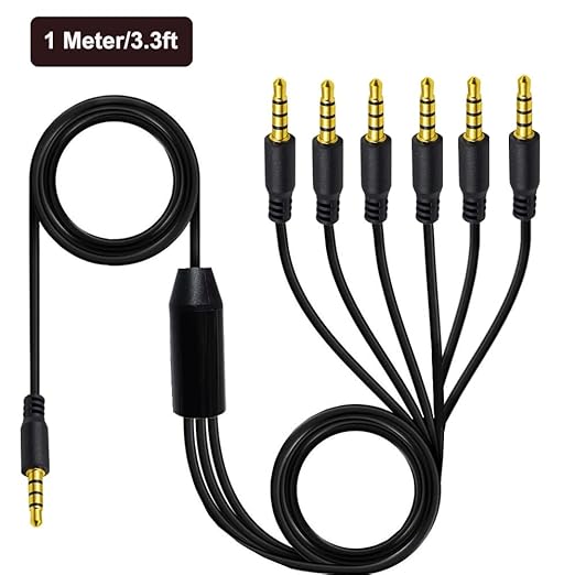MysRuida 3.3ft 1/8” 3.5mm TRRS Stereo Audio Cable, 1 to 5 Splitter Male Aux Cord - Image 3