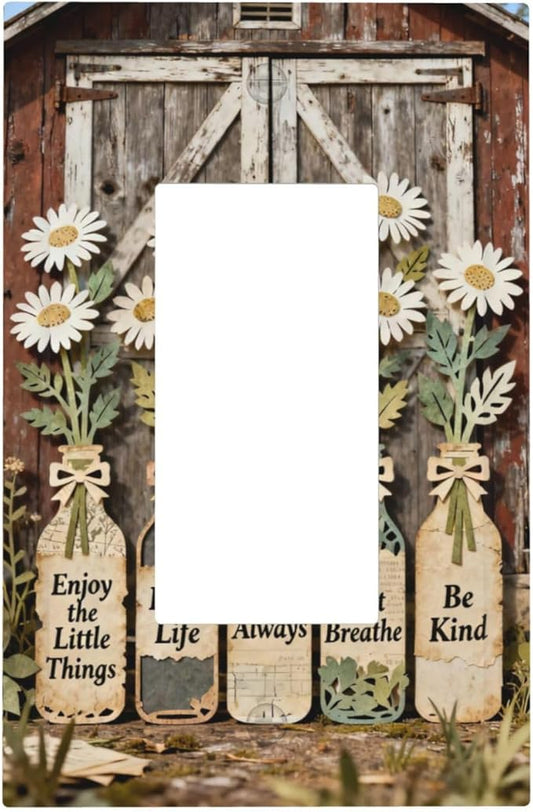 Bvtewkhz Rustic Daisy Barn Door Flowers 1 Gang Single Rocker Decorative Light by Unknown