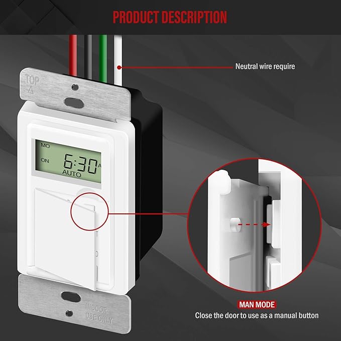 ENERLITES - HET01-C-W Programmable Digital Timer Switch - Image 2