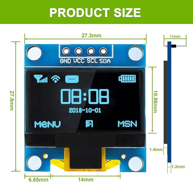 EPLZON 5 Pack 0.96 inch OLED IIC Display Module 128x64 Pixel Mini Self-Luminous - Image 4