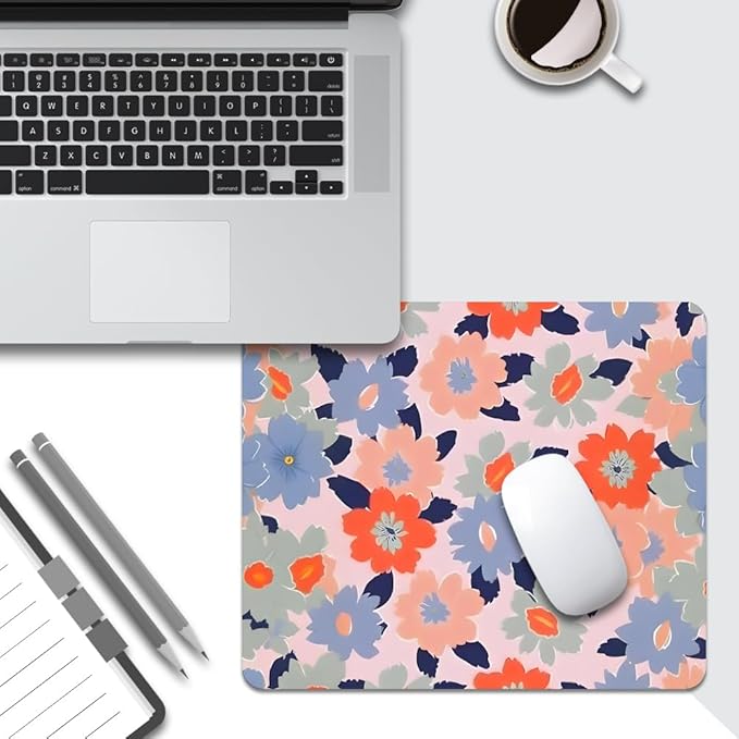 Field of Flowers Pastel Floral Square Mouse pad, Waterproof, Anti Slip Rubber - Image 5