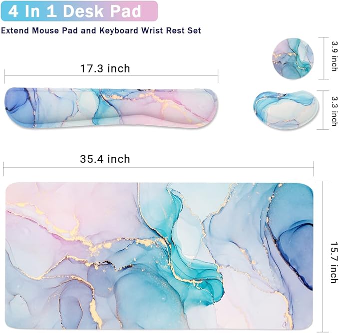 4-in-1 Large Gaming Mouse Pad, Keyboard Wrist Rest Pad & Wrist Support Mousepad - Image 3