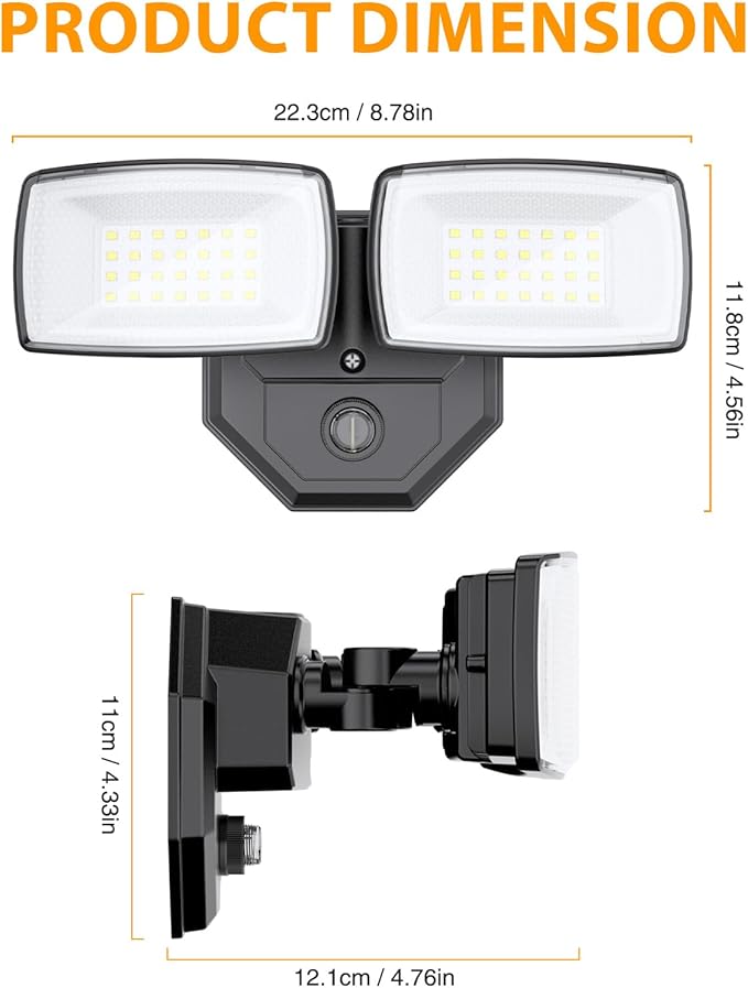Onforu 32w 3200LM Dusk to Dawn Outdoor Lighting, 6500K Dual-Head Flood Light - Image 7