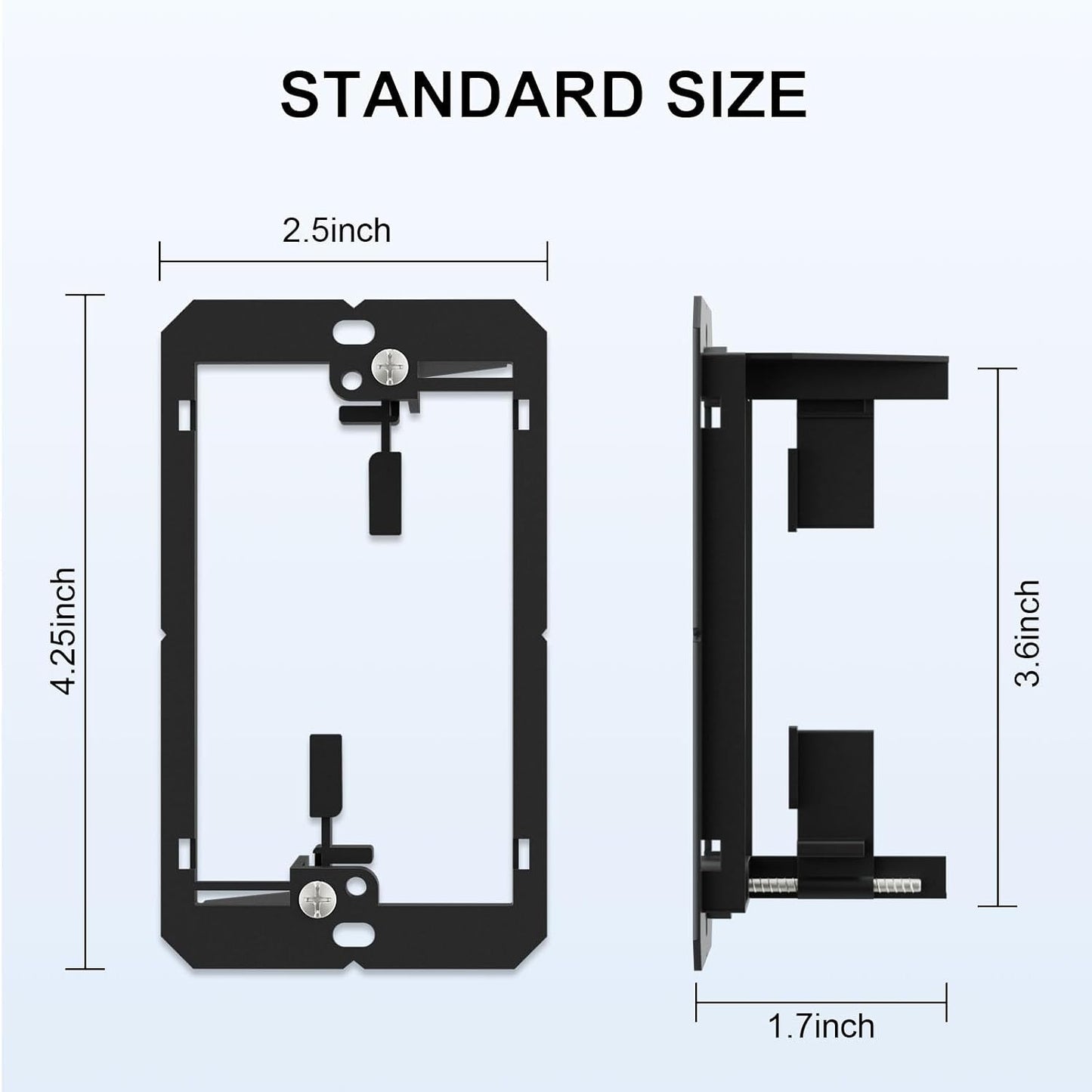 iwillink 1 Gang Low Voltage Mounting Bracket, Black, 5-Pack | for Single Gang Wall Plate, Phone/Network/HDMI/Coaxial/Speaker Cables, No Electrical Box Needed, Fits Most Walls