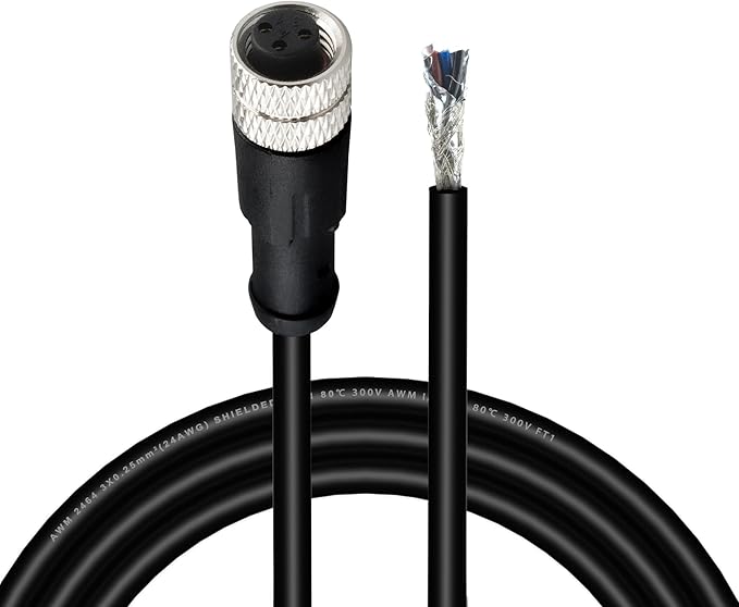 Lonlonty M8 Cable 3 Pin 6.5Ft/2M Female A Coding Circular Connector Cable by Lonlonty