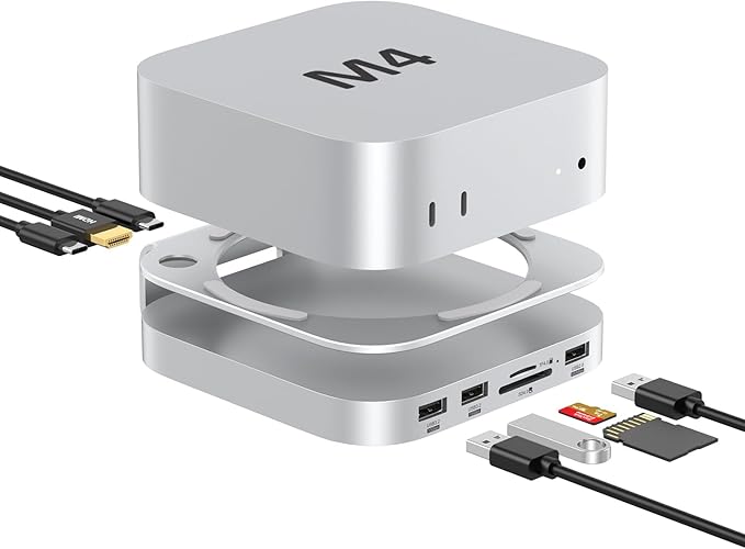 Akyyajaure Mac mini Hub: 10 in 1 Aluminum Stand & Dock by AKKYAJAURE