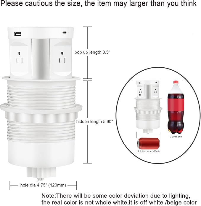 Automatic Pop up Outlet, Wireless Charger Power Strip Surge Protector Recessed - Image 3