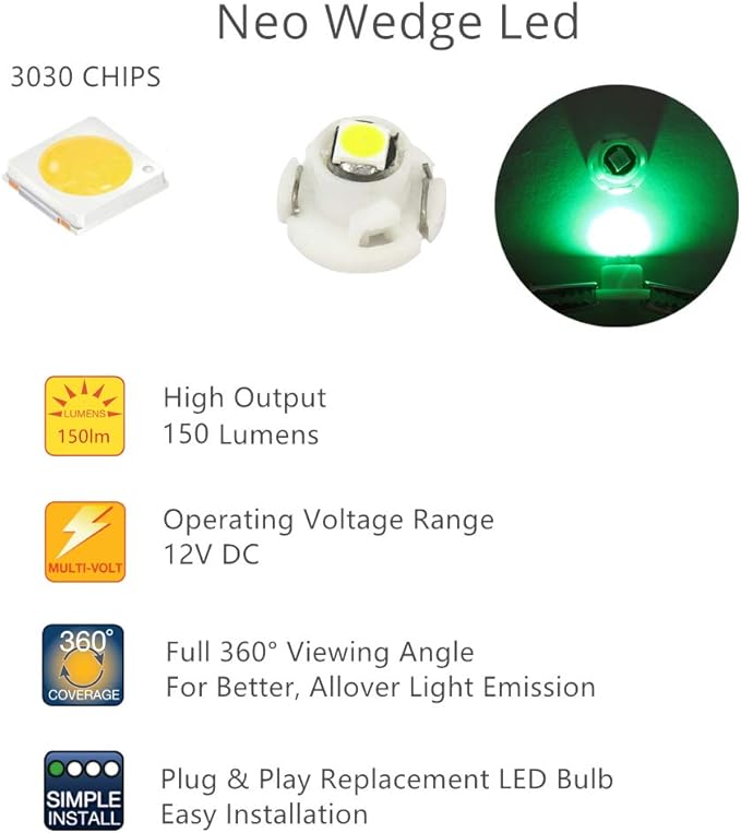 WLJH Green Climate A/C Control Dashboard Heater Dash Indicator Light Switch Led - Image 4