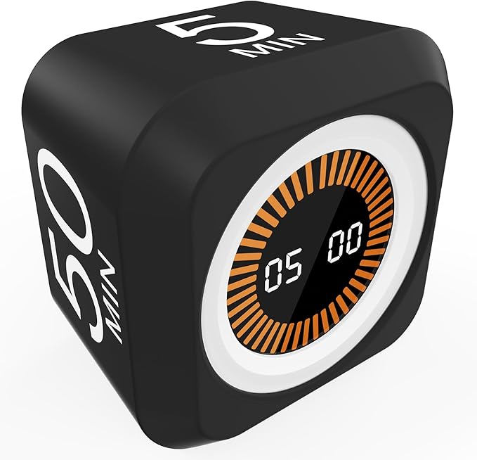 Rotating Cube Visual Pomodoro Timer 5, 10 50 Minutes Preset + Custom Countdown by FCXJTU