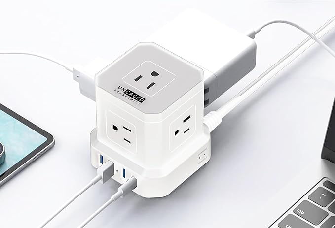 Uncaged Ergonomics Cube Power Strips w/Surge Protection, 10ft Extension Cord - Image 8