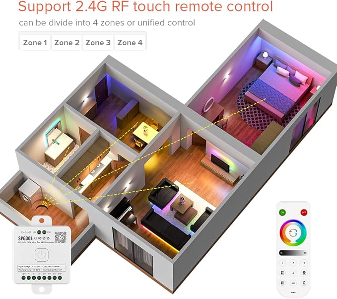 BTF-LIGHTING SP630E Bluetooth Controllers 4 Zones 2.4GHz RF RB4 Remote Kit - Image 4