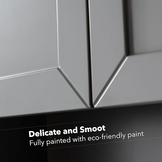 Grey Wall Mounted Bathroom Cabinet 24x30 Inch Wooden Over Toilet Storage Cabinet - Image 5