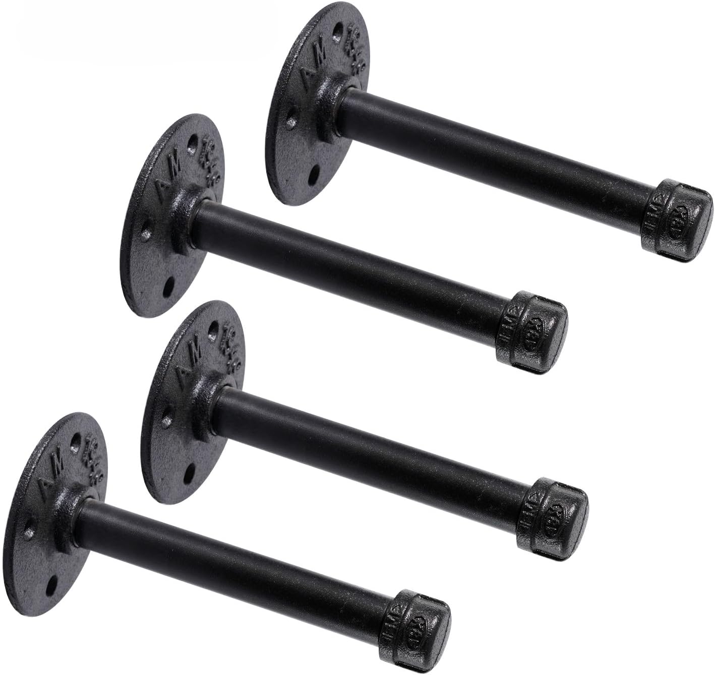 1/2" Industrial Black Iron Pipe Shelf Brackets, Rustic Wall Mounted DIY Shelving Bracket Hanging Custom Pipe Brackets for Floating Shelves (6 Inch, Piece, 4)