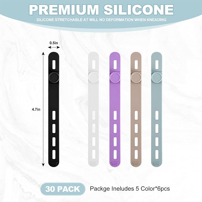 30 Pcs Cable Ties ，Silicone Cable Ties, Reusable Cord Organizer - Image 2