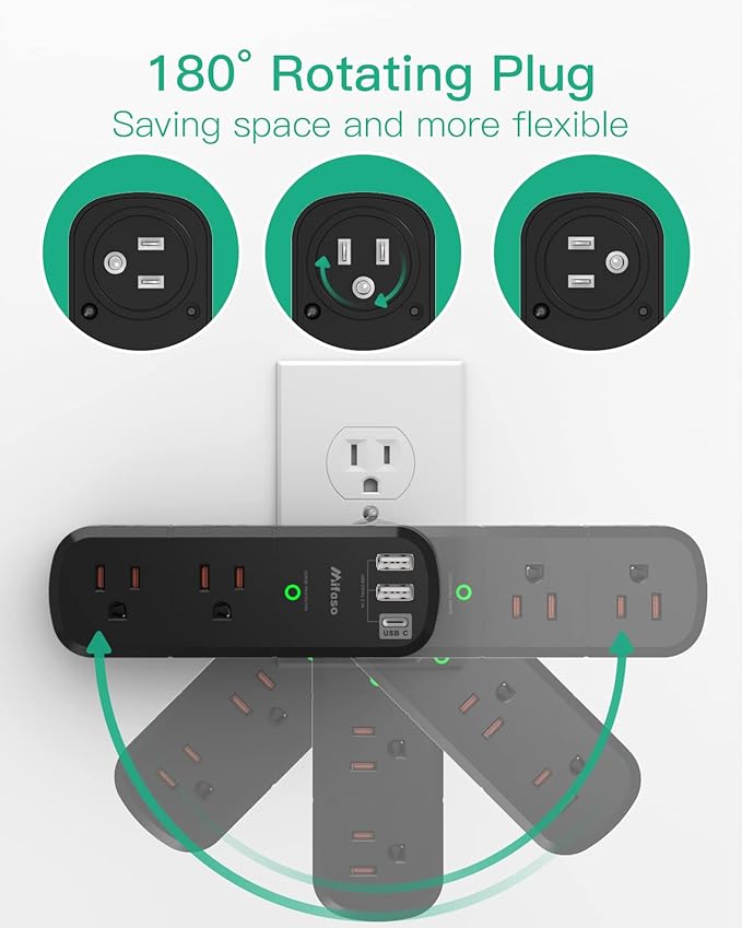 USB Outlet Extender Surge Protector - - Image 2