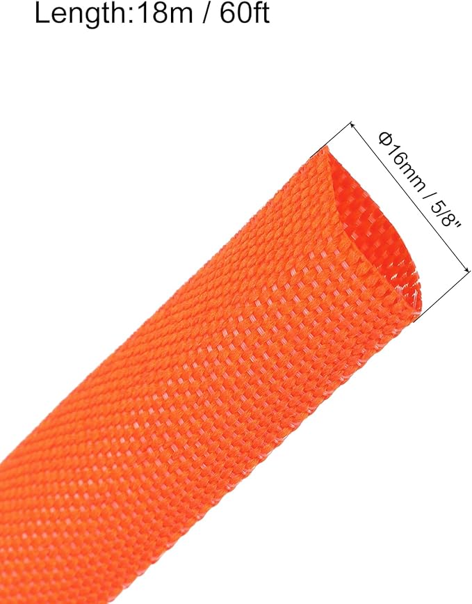 MECCANIXITY Braided Cable Sleeves Heat Shrinkable Fabric Sleeving, 5/8" 60ft - Image 2