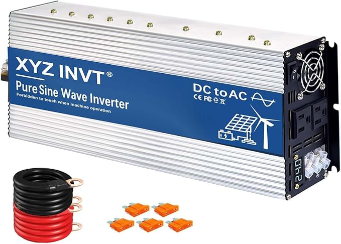 XYZ INVT 2500W Pure Sine Wave Inverter 24V to 120V AC, 5000W Peak Power by XYZINVT