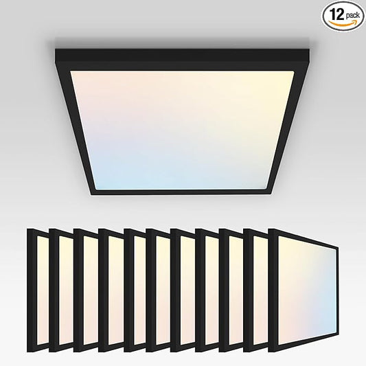 ASD LED 12" Square Flush Mount Ceiling Light Fixture, Low Profile Surface by ASDLightingCorporation
