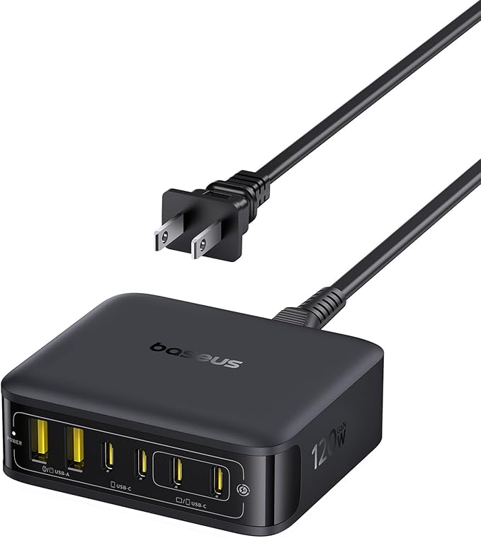 Baseus Charging Station 120W, 6-in-1 USB-C PD Fast Charging Desktop Charger by Baseus