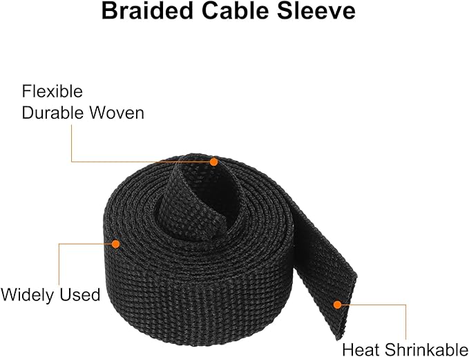 MECCANIXITY Braided Cable Sleeves Heat Shrinkable Fabric Sleeving, 1/2" 3ft - Image 4