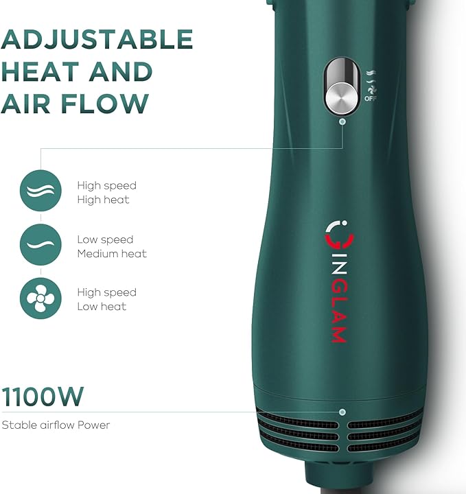 IG INGLAM Hair Dryer Brush, 4-in-1 Detachable Blow Dryer Brush, Ionic Diffuser - Image 5