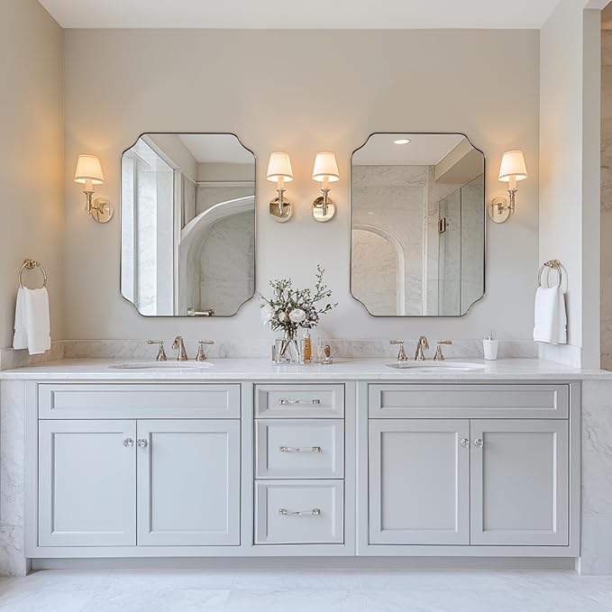 ANDY STAR Scalloped Bathroom Mirror, 22x30’’ Brushed Nickel Rectangle Mirror - Image 6