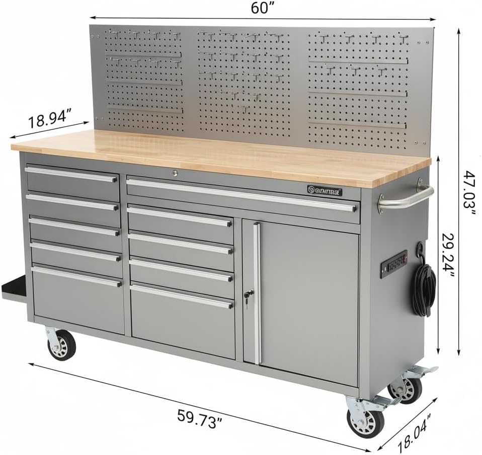 tool chest, 61 inch tool box mobile 9, close-up detail