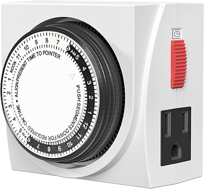 BN-LINK Heavy Duty Mechanical 24 Hour Timer Dual Outlet 3-Prong Accurate Indoor by BN-LINK