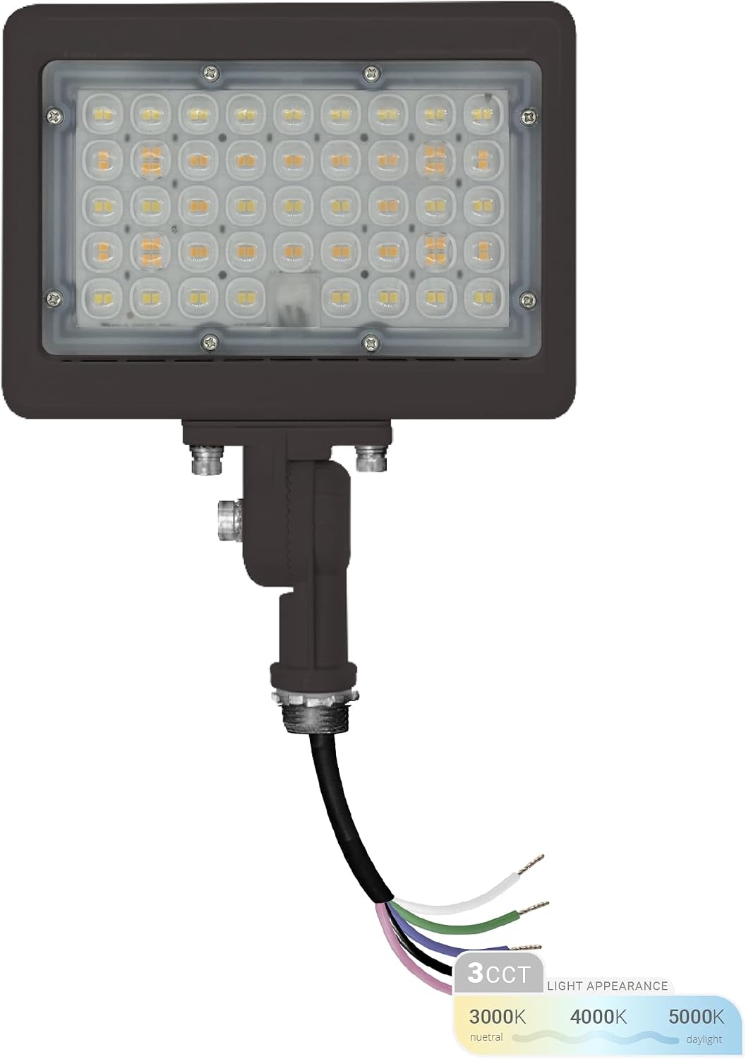 NUWATT 30W LED Flood Light, 3CCT 3000K/4000K/5000K Selectable, IP65 Waterproof
